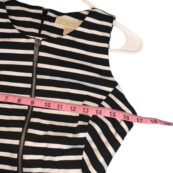Michael Kors Black & White Striped Sleeveless Fit & Flare Dress Size 8 - Picture 10 of 11